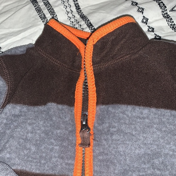 Boys 18 Month Carter’s Brown & Orange Zip Up Fleece Jacket - Picture 3 of 4